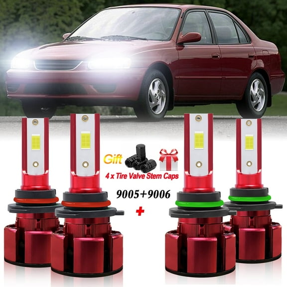 9006 9006 LED Headlight Bulbs for 1993-2015 Toyota Corolla Low and High Beam 4pc