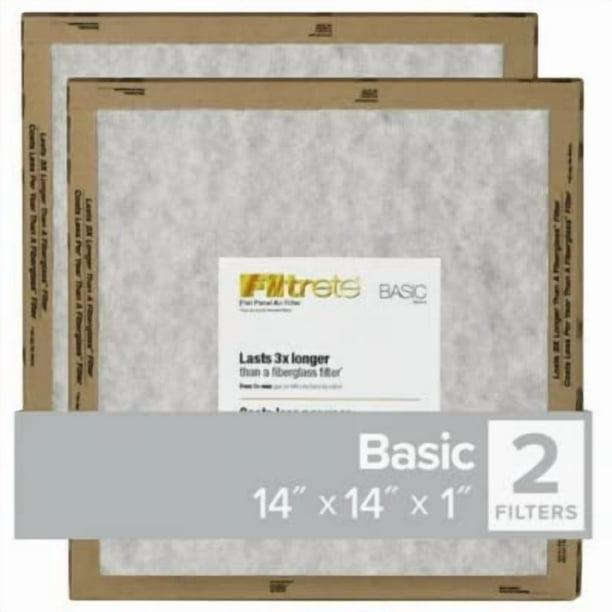 Filtro de aire HVAC 3M, 14 x 14 x 1 panel, paquete de 2