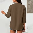 thumbnail image 4 of Chemises à Manches 3/4 pour Femmes en Coton et Lin, Col en V, Coupe Ample Décontractée, 4 of 7