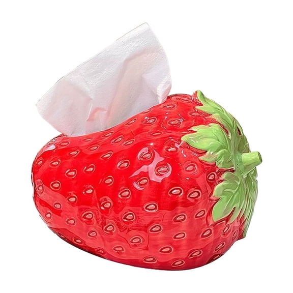 Yonrjhukm Cute Strawberry Tissue Box Cover, Durable PVC Storage for Facial Tissues, Stylish Napkin Holder for Living Room, Dining Table, and Office Decor, Ideal Gift for Girls and Women