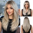 thumbnail image 1 of Yanonmyfd Black Wigs for Women Long Wig with Bangs Natural Straight Wigs Synthetic Hair Heat Resistant Wigs for Daily Party Cosplay Wear, 1 of 38