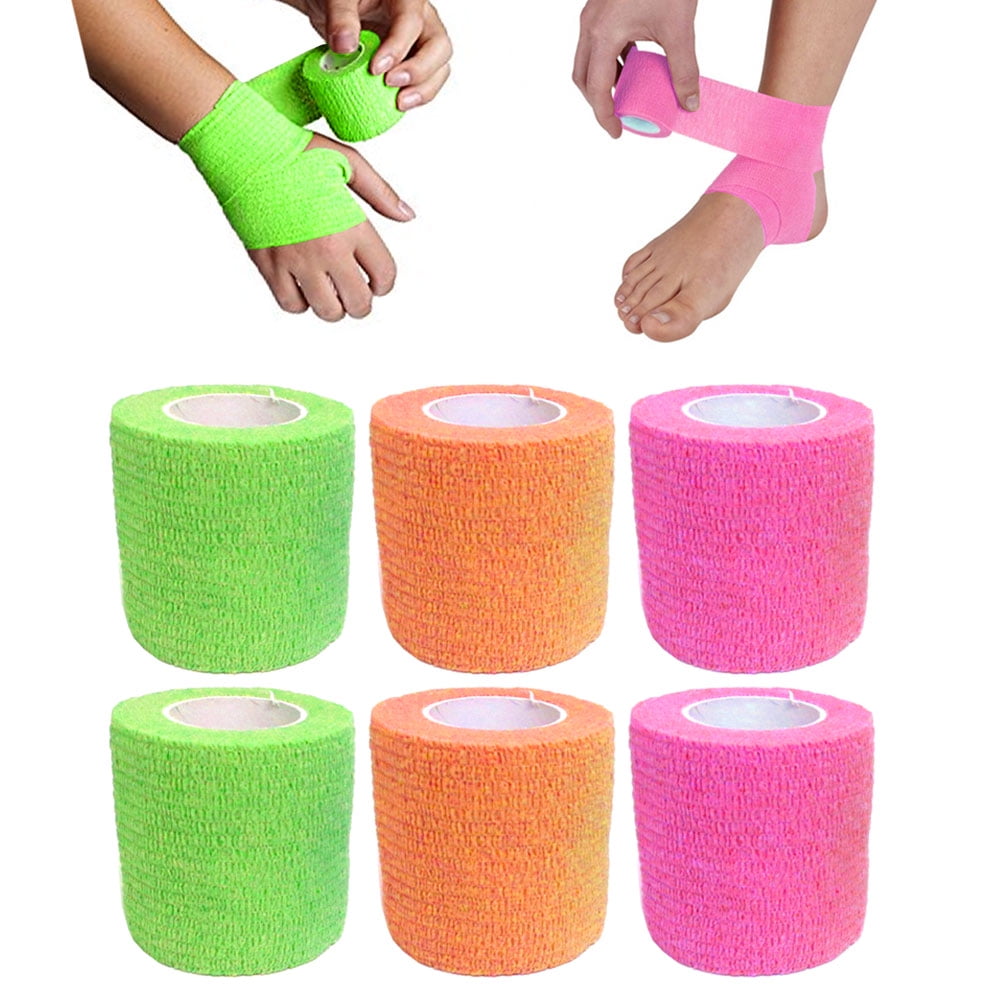 6 Self Adhesive Sports Wrap Bandage Gauze Elastic Adherent Tape First