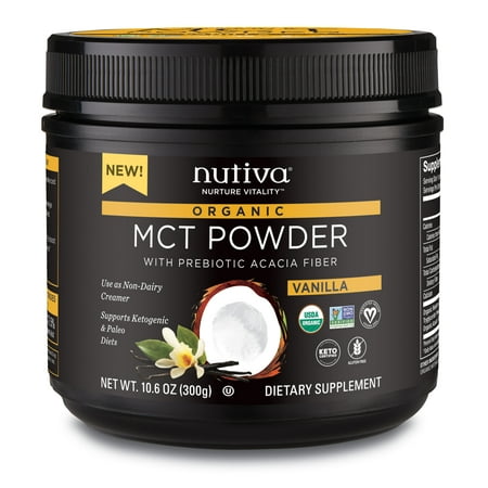 Nutiva Organic MCT Powder with Prebiotic Acacia Fiber, Vanilla, 10.6