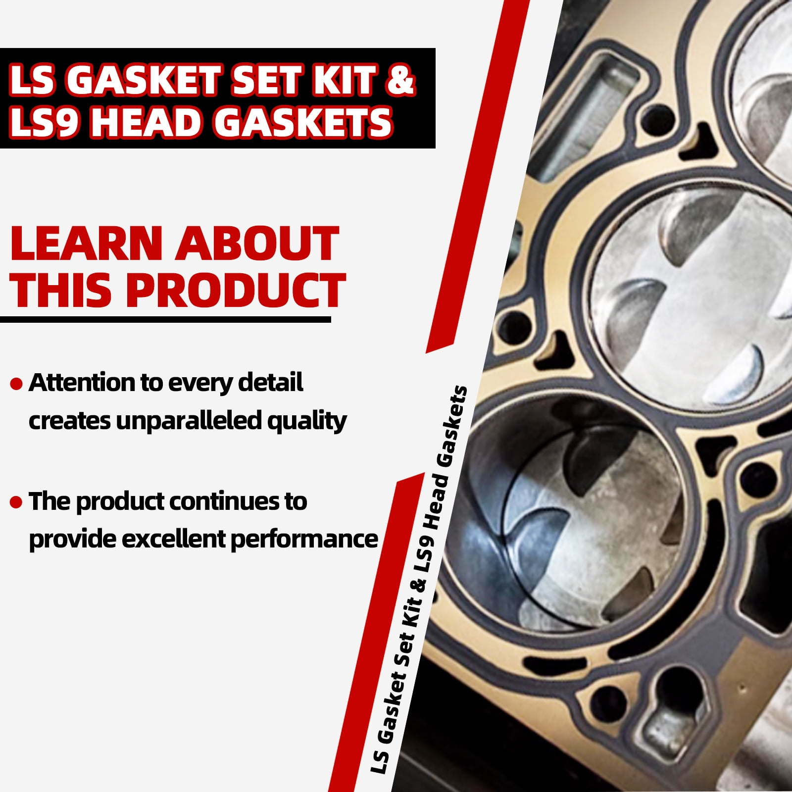 MITZONE LS Gasket Set Kit & LS9 Head Gaskets Compatible with 1999-2010 Chevy Silverado GMC Sierra 1500 2500 3500 Replace12622033 12585673