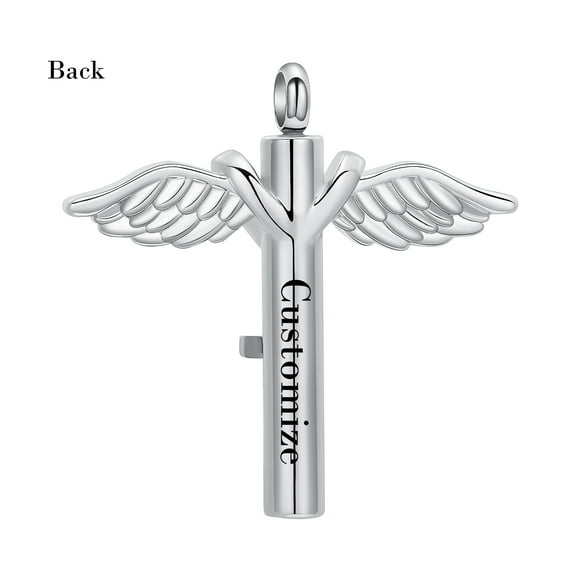 New Cross with Wing Cremation Urn Necklace for Ashes Angel Wings Memorial Keepsake Pendant Locket Jewelry Infinity Wings Cremation Jewelry for Ashes