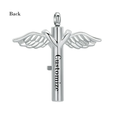 New Cross with Wing Cremation Urn Necklace for Ashes Angel Wings Memorial Keepsake Pendant Locket Jewelry Infinity Wings Cremation Jewelry for Ashes