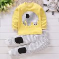 thumbnail image 2 of Gibobby Toddler Boys Pajamas Boy'S Pajama Sets Soft Long Sleeve 2 Piece Sleepwear Sets Cute Print Boys Pajamas For Boy Casual Kids Sleepwear Toddler Boys Clothes,Yellow,Size 1-2 Years, 2 of 6