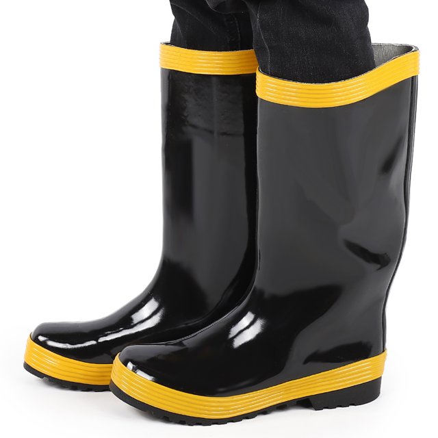Fire Fighting Rescue Boots - Non Slip, High Temperature Resistant Rubber Safety Shoes with Steel Plate, Waterproof, Puncture Proof, Heat Insulated and Anti Acid