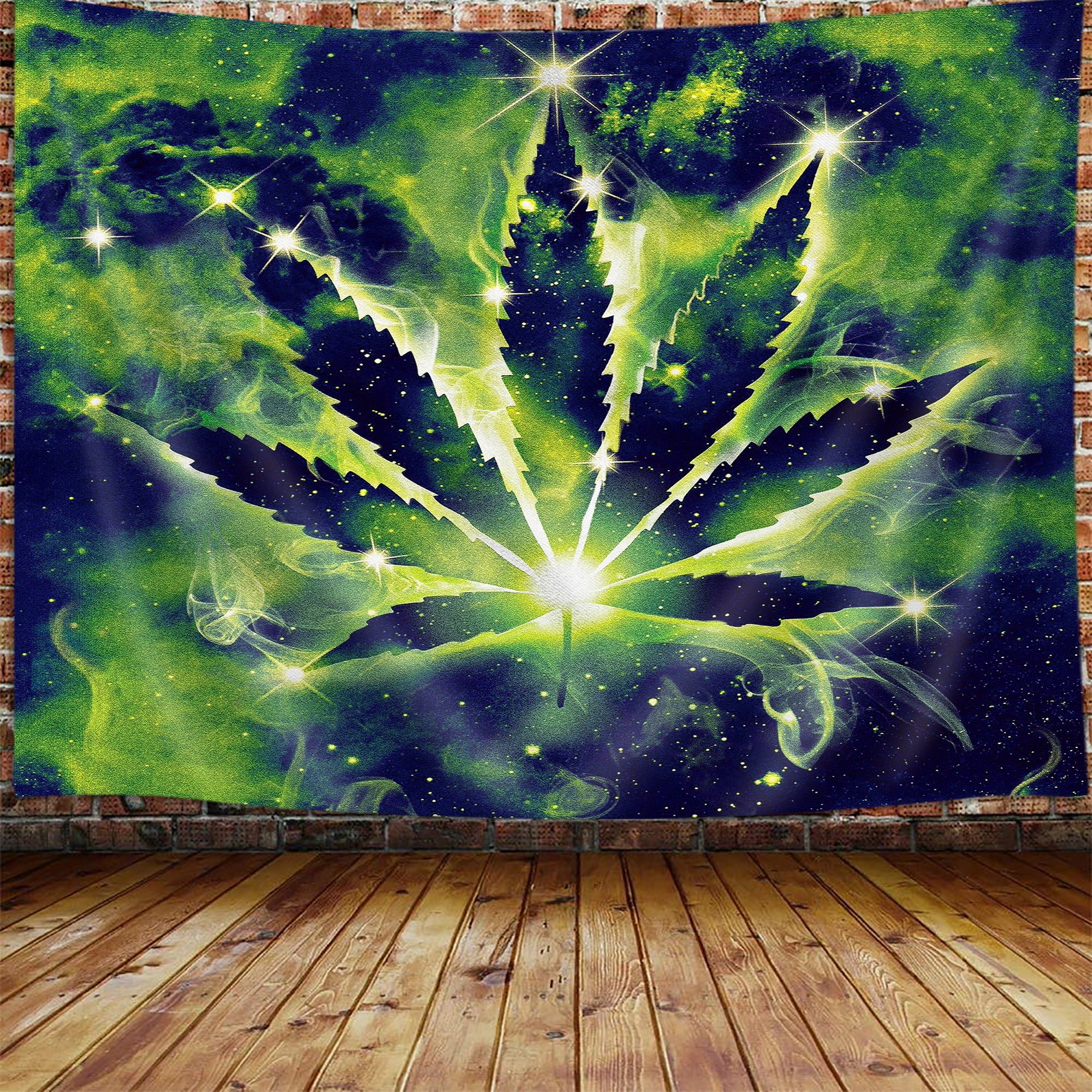 Cool Weed Tapestry, Green Marijuana Leaf Poster Tapestry Wall Hanging