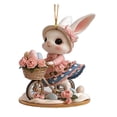 thumbnail image 2 of 4PCS Easter Decorations Acrylic Bunny Hanging Ornaments Mixed Set 3.15in Bicycle and Basket Designs, Spring Easter Decor for Home Tree Kids Easter Basket Stuffers, 2 of 9
