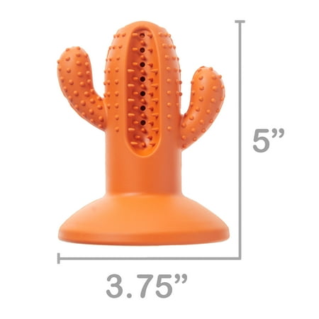 Vibrant Life Dental Suction Dog Toy, Cactus, Medium, Orange