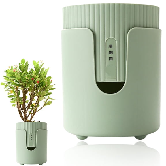 Self Watering Pots, Plastic Planter with Drainage Holes, Bottom Watering Flower Pots, Plastic Flower Pots for Indoor Outdoor Plants, Green