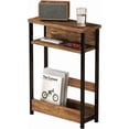 thumbnail image 3 of GarveeHome Narrow Side Table with Storage Shelf, 3-Tier Slim End Table with Magazine Holder, Modern Sofa Thin Tables, Brown, 3 of 7