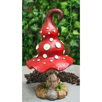 Enchanted Fairy Garden Red White Spotted Crooked Toadstool Mushroom Figurine 9"H