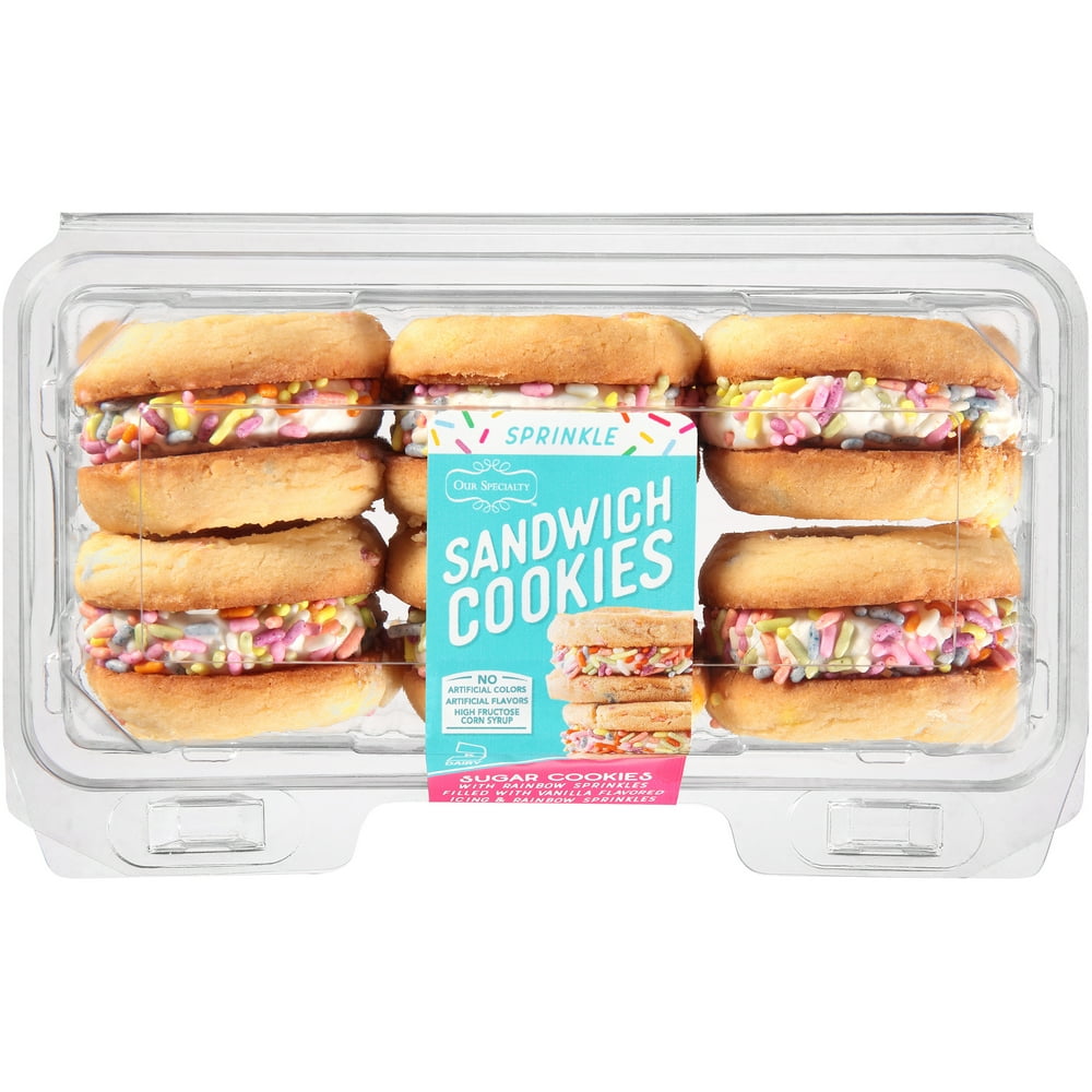 Our Specialty Sugar Sprinkle Sandwich Cookies With Vanilla Icing, Nut