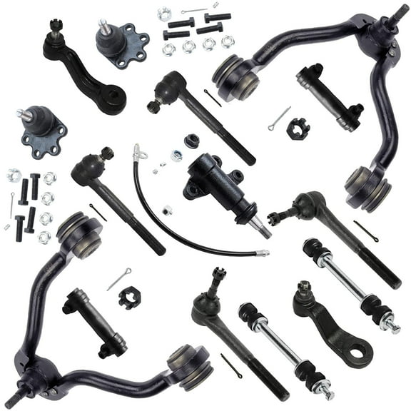 Detroit Axle - Front End 15pc Suspension Kit for 4WD Chevy GMC Blazer K2500 K1500 Suburban Yukon Upper Control Arms with Ball Joints Lower Ball Joints Sway Bars Tie Rods Replacement Pitman Idler Arm