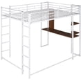 thumbnail image 4 of Size Metal Loft Bed, White - Incorporates 2 Shelves And Desk For Efficiency Full Size Equipped With Optimal Storage, 4 of 7