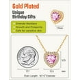 thumbnail image 5 of Just Being Cute Pink Tourmaline Necklace for Women, 14K Gold Plated Heart Pendant Necklaces 2 Carat Cubic Zirconia Necklace Birthday Mothers Day Jewelry Gifts Her Mom Wife Adult Ideas, 5 of 10