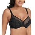 thumbnail image 6 of Exerin Women's Plus Size Sexy Lace Full Coverage Unpadded Underwire Bras Minimizer Mesh Bra(36D,Black), 6 of 6