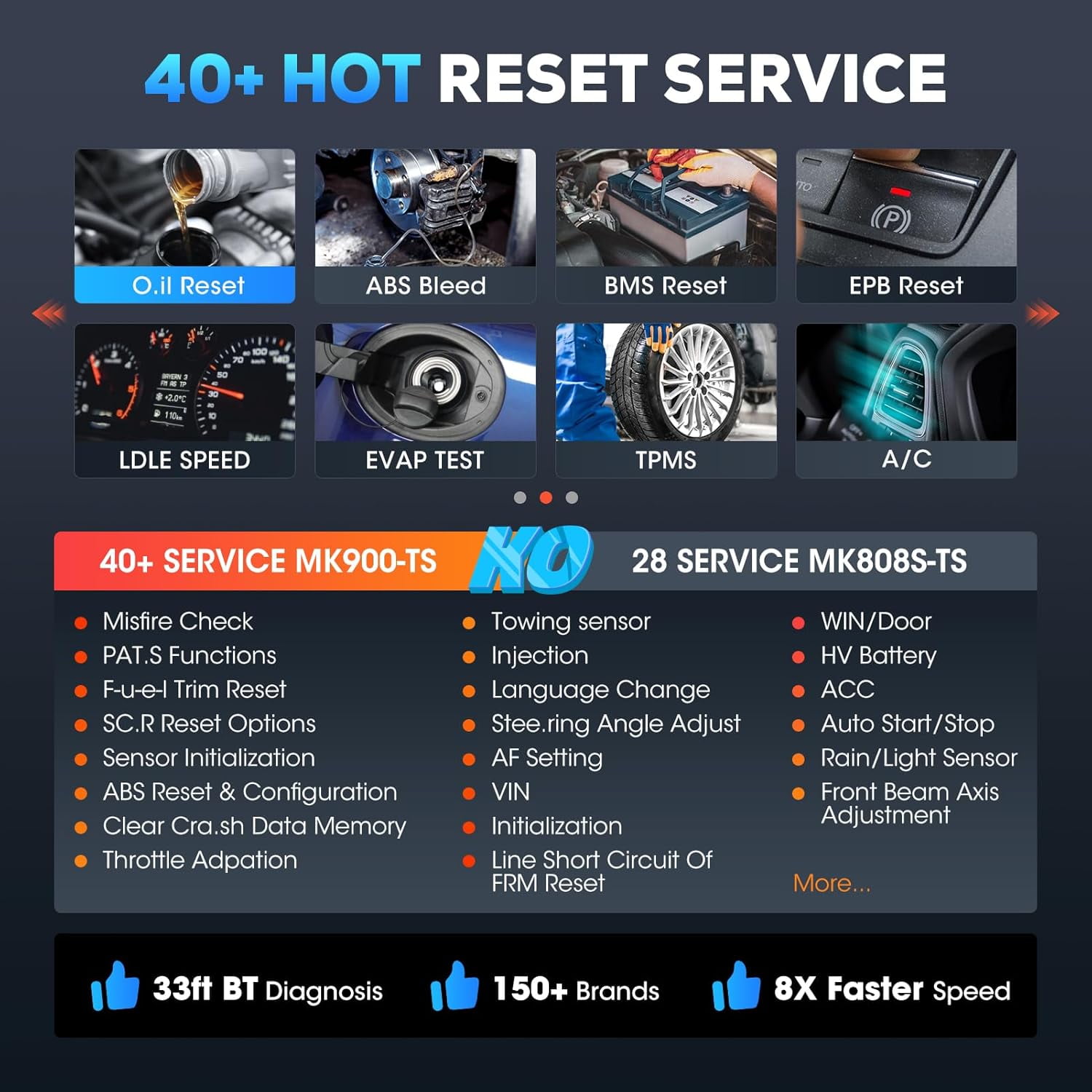 2025 Autel MaxiCOM MK900-TS Scanner, MK900-TS Up of MK808S-TS MK900BT MK900 MX900, Bidirectional Scan Tool w/Top TPMS Function, All System, CAN FD & DoIP, 3000+ Active Test, 40+ Service, FCA, OS 11.0