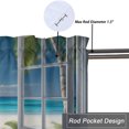 thumbnail image 5 of Ocean Beach Valance Rod Pocket Window Curtain for Kitchen Palm Trees Summer Tropical Seaside White Wooden Window View Thermal Insulated Room Darkening Curtain for Dinning Room 54 by 18 in, 1 Panel, 5 of 6