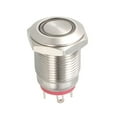 thumbnail image 4 of Interruptor de botón metálico momentáneo Uxcell 12mm de diámetro de montaje 1NO 3-6V luz LED roja, 4 of 5