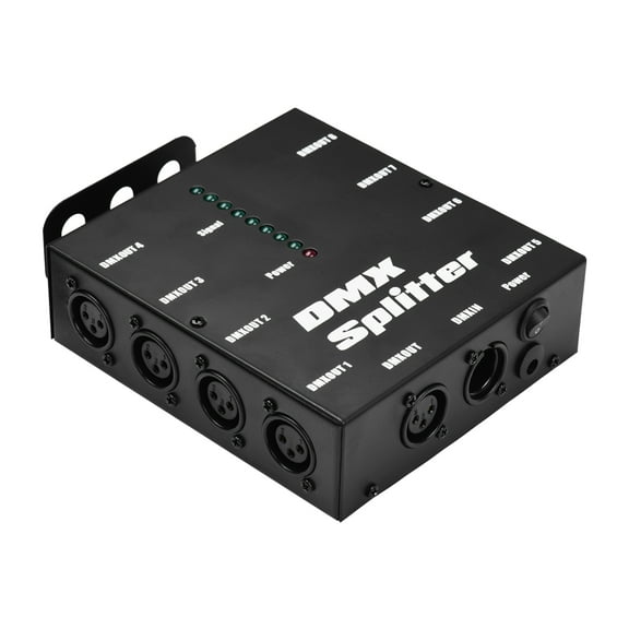 DMX512 Optical Signal Spliter Distributor, 1 Direct Input & 8 Independent Outputs, for Controller Stage Console Party DJ Disco KTV Audio Amp with Reliable Performance