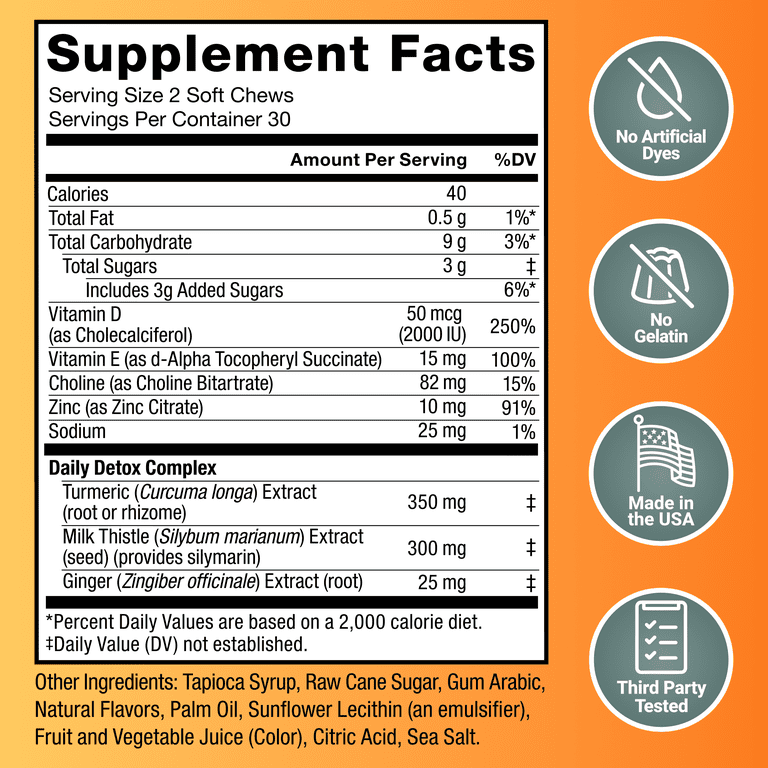 Force Factor Liver Detox + Cleanse Soft Chews, Citrus Punch photo 3