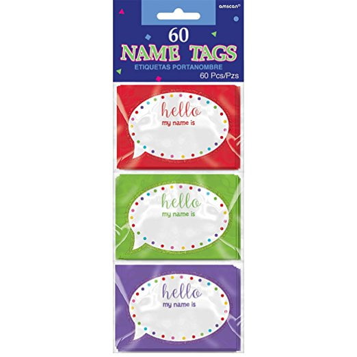 Glitter Name Tags Assorted Colors (60ct)