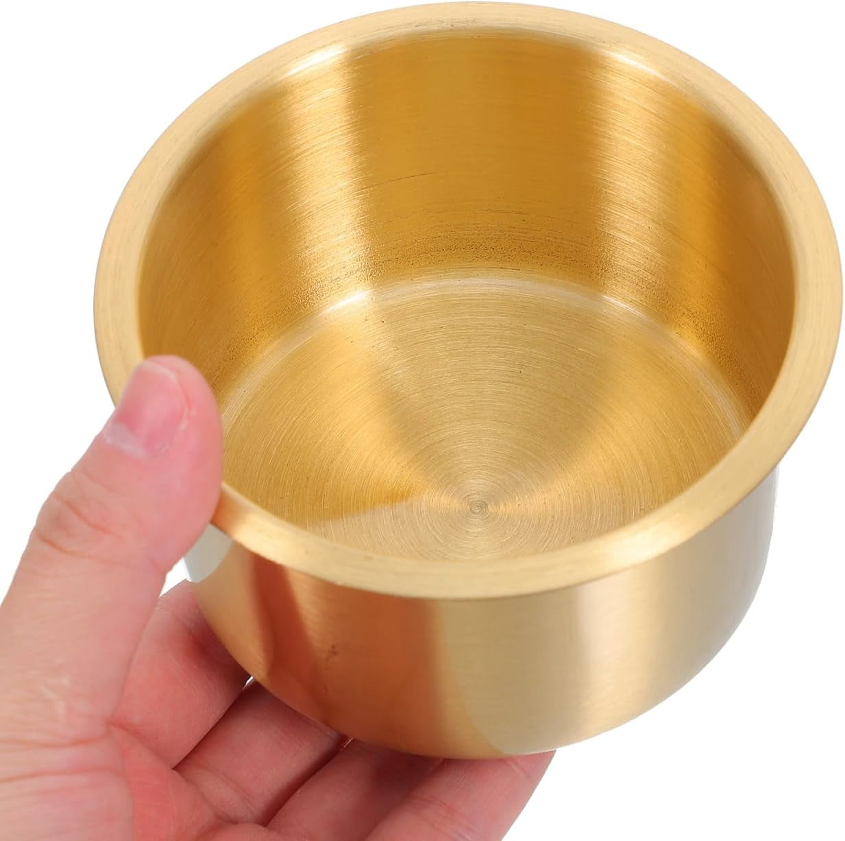 ABCISI 2pcs Copper Cup Holders for Storage, Stainless Steel with Brass Plating, Universal Drink Holders Fit Rvs Boats Cars and Trucks, 4.01 X 4.01 X 4.33 Inch, Gold