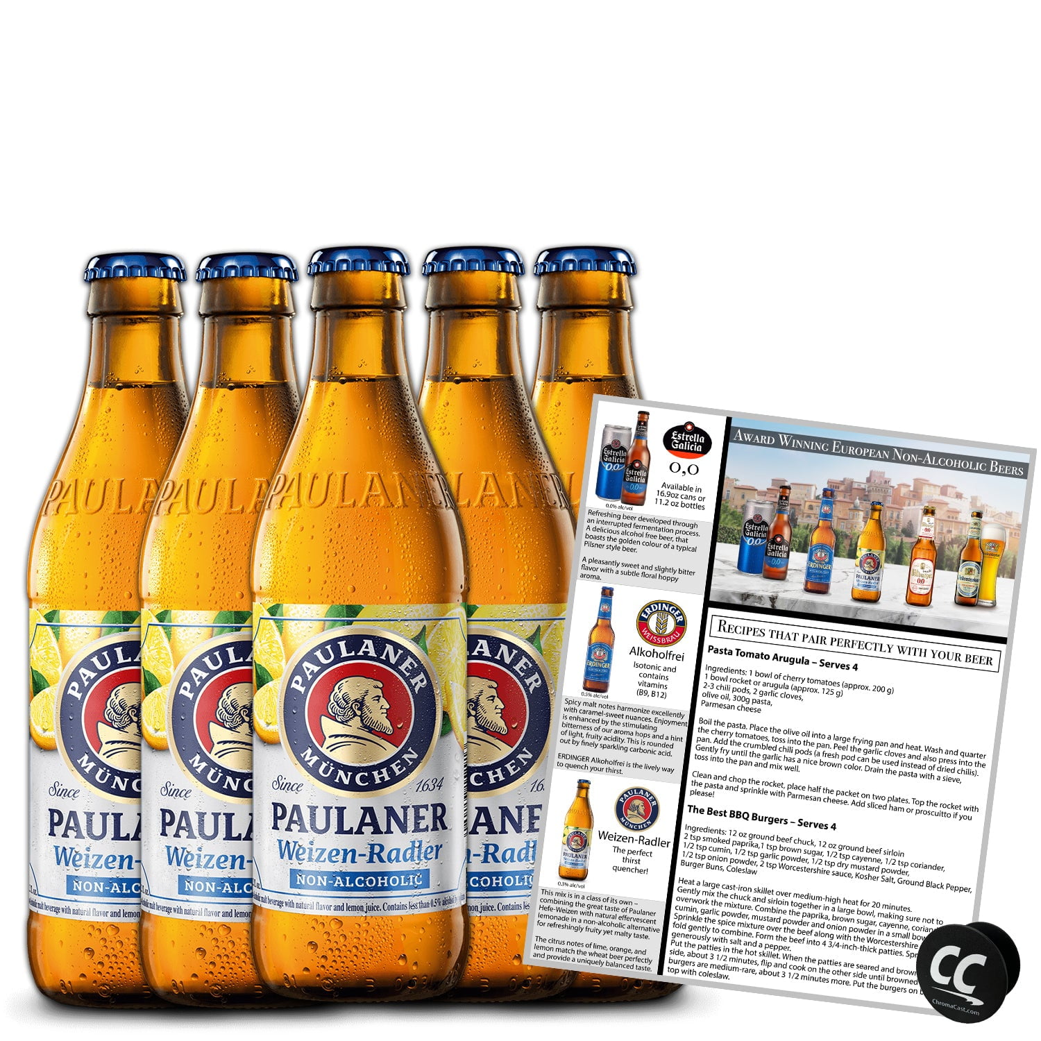 Paulaner Weizen Radler Non Alcoholic Beer 5 Pack, Award Winning Beer