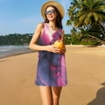 thumbnail image 7 of Bixox Astronaut Riding Fiery Horse Print Women's Sleeveless A-Line Dress with Pockets, Casual Knee-Length Tank Dress for Summer-Small, 7 of 7