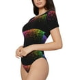 thumbnail image 2 of Haiem Colorful Sparkling Women's Crew Neck Short Sleeve Bodysuit Tops Stretchy Slim Basic-Small, 2 of 9