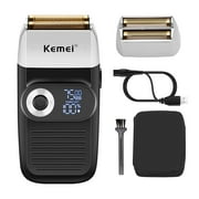 KEMEI Mens Twin Blades Reciprocating Shaver with LCD Display, KM-2026