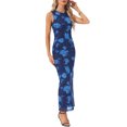 thumbnail image 2 of INSPIRE CHIC Bodycon Dresses for Women Floral Print Sleeveless Ruched Fitted Wedding Guest Cocktail Party Maxi Dress XL Dark Blue, 2 of 6
