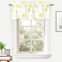 DriftAway Dandelion Floral Flower Lined Thermal Insulated Energy Saving Window Curtain Valance for Living Room/Bedroom/ Kitchen/Kids, 2 Layer, Rod Pocket, 52"x18" 2”Header (Yellow)