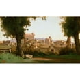 thumbnail image 2 of Jean-Baptiste-Camille Corot 14x10 Black Ornate Wood Framed Double Matted Museum Art Print Titled: View from the Farnese Gardens, Rome, 2 of 5