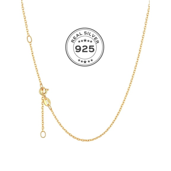 ChicSilver 925 Italian Sterling Silver Necklace Cable Chain for Women 1-2mm Sturdy Thin 16" to 24", Lobster Clasp, Jewelry Unisex