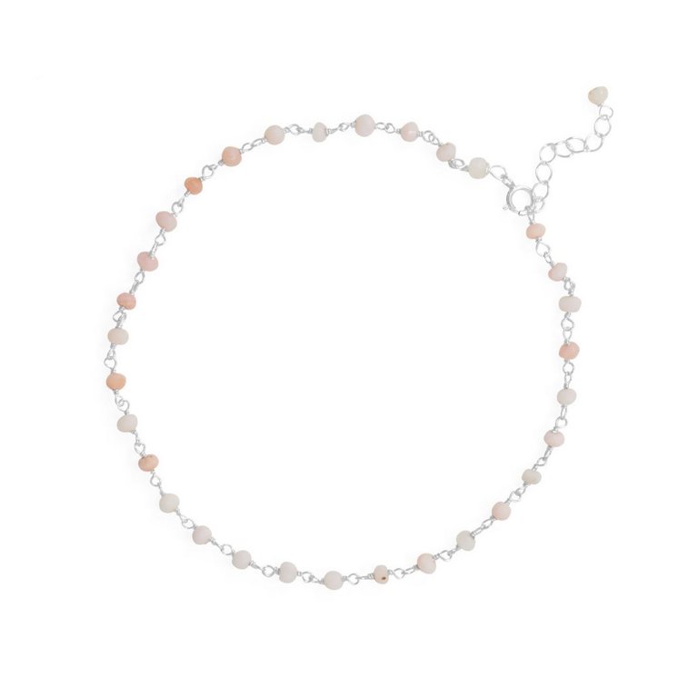 925 Sterling Silver 9.5 Inch + 1 Inch Opal Bead Anklet Inch Be Life of  Party Show Off Your Summer Style Jewelry Gifts fo