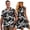 Black Hibiscus, variant on Matching Couple Outfits Mens Button Down Shirt Brown Hawaiian Flower Tops Size L and Women's Sleeveless Round Neck Patchwork Dress Polyester Flowy Tank Dress
