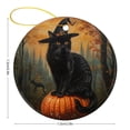 thumbnail image 2 of Christmas Ornaments Vintage Halloween Personalized Christmas Ornament Gift Ceramic Holiday Decoration Present Porcelain 3inch Flat Black Cat Wearing A Witch's Hat with Pumpkin Ceramic, 2 of 5