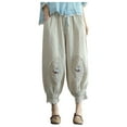 thumbnail image 2 of HongQid Womens Linen Pants with Pockets High Waist Comfy Casual Pants Lightweight Loose Trousers, 2 of 6
