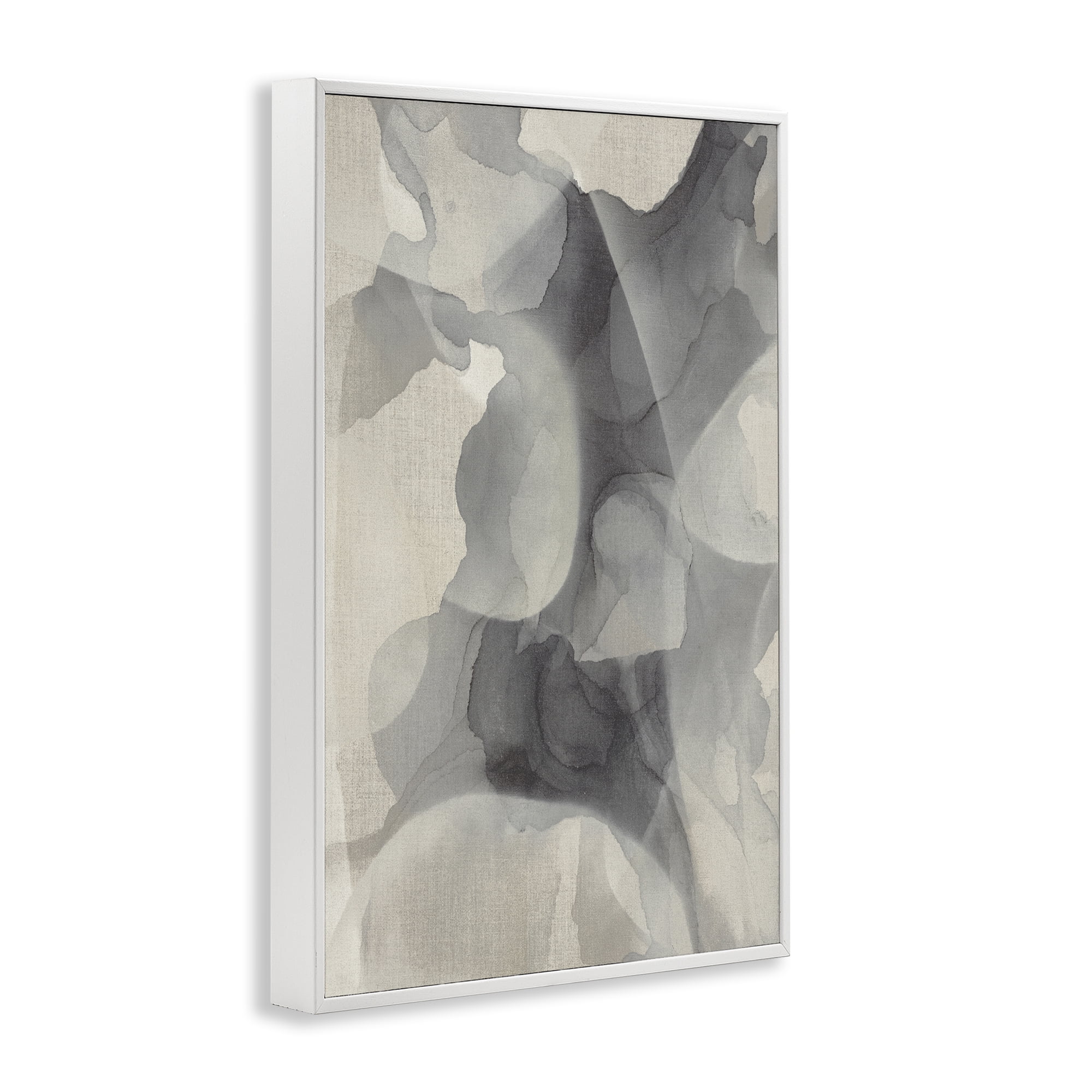 Stupell Industries Mottled Monochrome Abstract White Framed Giclee Art, design by Kippi Leonard
