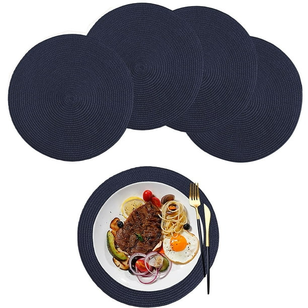 NOGIS Round Braided Placemats, Set of 4 Table Place Mats for Round Dining Tables, 15 inches