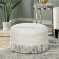 thumbnail image 3 of Jennifer Taylor Home Yolanda Ottoman Rond Décoratif Capitonné Albâtre Blanc Cassé, 3 of 10