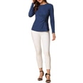 thumbnail image 2 of Unique Bargains Women's Round Neck Front Twist Top Long Sleeve Blouse, 2 of 7