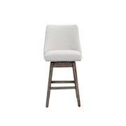 Guyou 27.5Counter Height Bar Stools Set of 2, Nailhead Trim Linen Barstools with Back and Wood Legs, 360°Swivel Upholstered Stool Chairs for Kitchen Island Breakfast Bar Restaurant, Cream