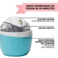 thumbnail image 5 of Máquina para hacer helados eléctrica Nostalgia - Máquina antigua para hacer helados suaves que hace yogur helado o helado en minutos - Aparato de cocina divertido - Estilo moderno - Azul - 1 pinta, 5 of 5