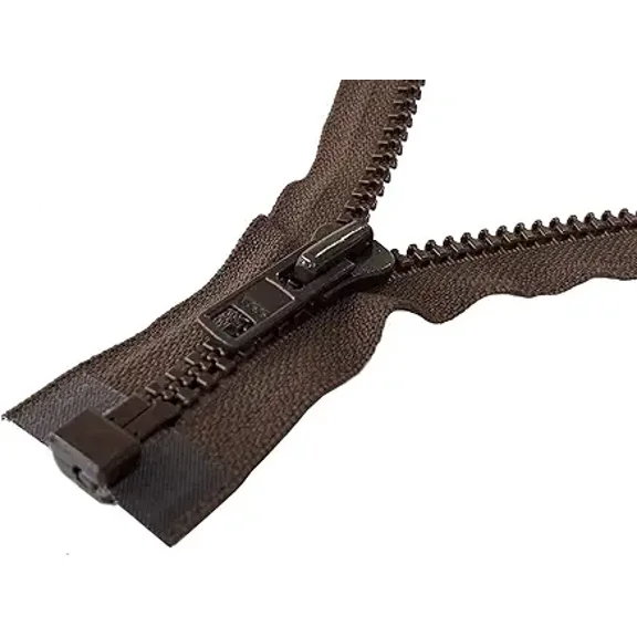YKK #8 Heavy Duty Vislon Molded Brown Separating Jacket Zipper - Color: Brown #570 - Made in The United States (1 Zipper Per Pack) (26" Inches)