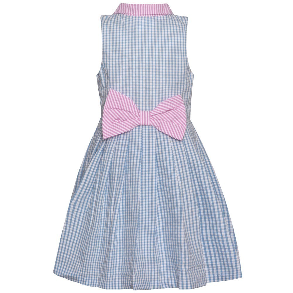Rare Editions Little Girls Blue Checkered Bow ShirtStyle Easter Dress